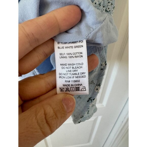 Lush Blue Floral Cotton Mini Dress Medium - Picture 3 of 13